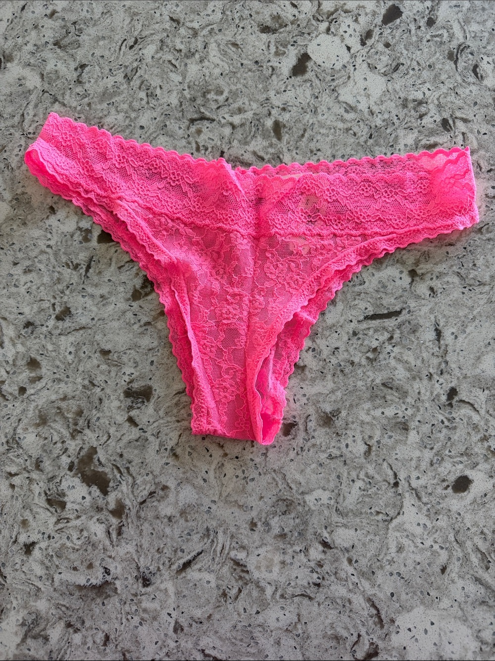NWT VICTORIA SECRET Neon Pink Lace Thong